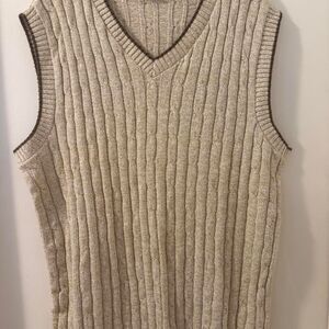 VTG 90's Liberty Sweaters Women's Cream and Tan Oversized Sweater Vest XL